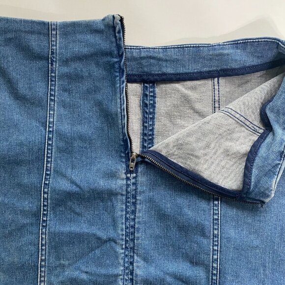 Free People Denim Flat Front Straight Pencil Stretch Mini Skirt,  Size 8 #324 - Picture 5 of 9